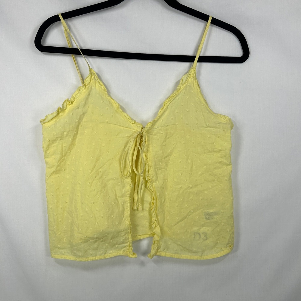 Colsie Pastel Yellow Swiss Dot Tie-Front Cami Tank Top – Size Extra Small